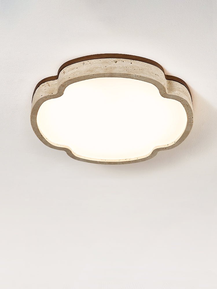 Vito Marshmallow vierbloemblaadjes Cloudform plafondlamp in geel travertin met bloemblaadjes