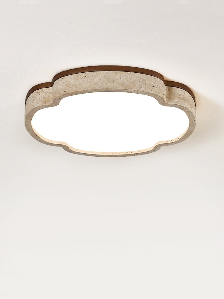 Vito Marshmallow vierbloemblaadjes Cloudform plafondlamp in geel travertin met bloemblaadjes