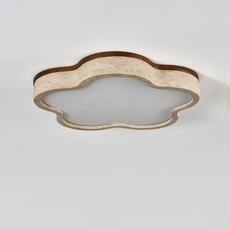 Yuki Marshmallow Vijfbladige Cloudline Geel travertin plafondlamp met bloemblaadjes