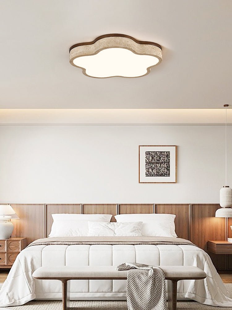 Yuki Marshmallow Vijfbladige Cloudline Geel travertin plafondlamp met bloemblaadjes