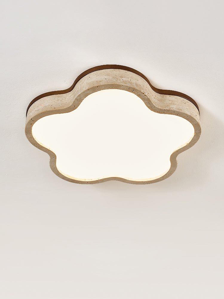 Yuki Marshmallow Vijfbladige Cloudline Geel travertin plafondlamp met bloemblaadjes