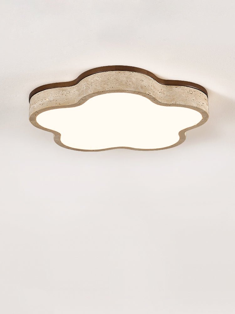 Yuki Marshmallow Vijfbladige Cloudline Geel travertin plafondlamp met bloemblaadjes