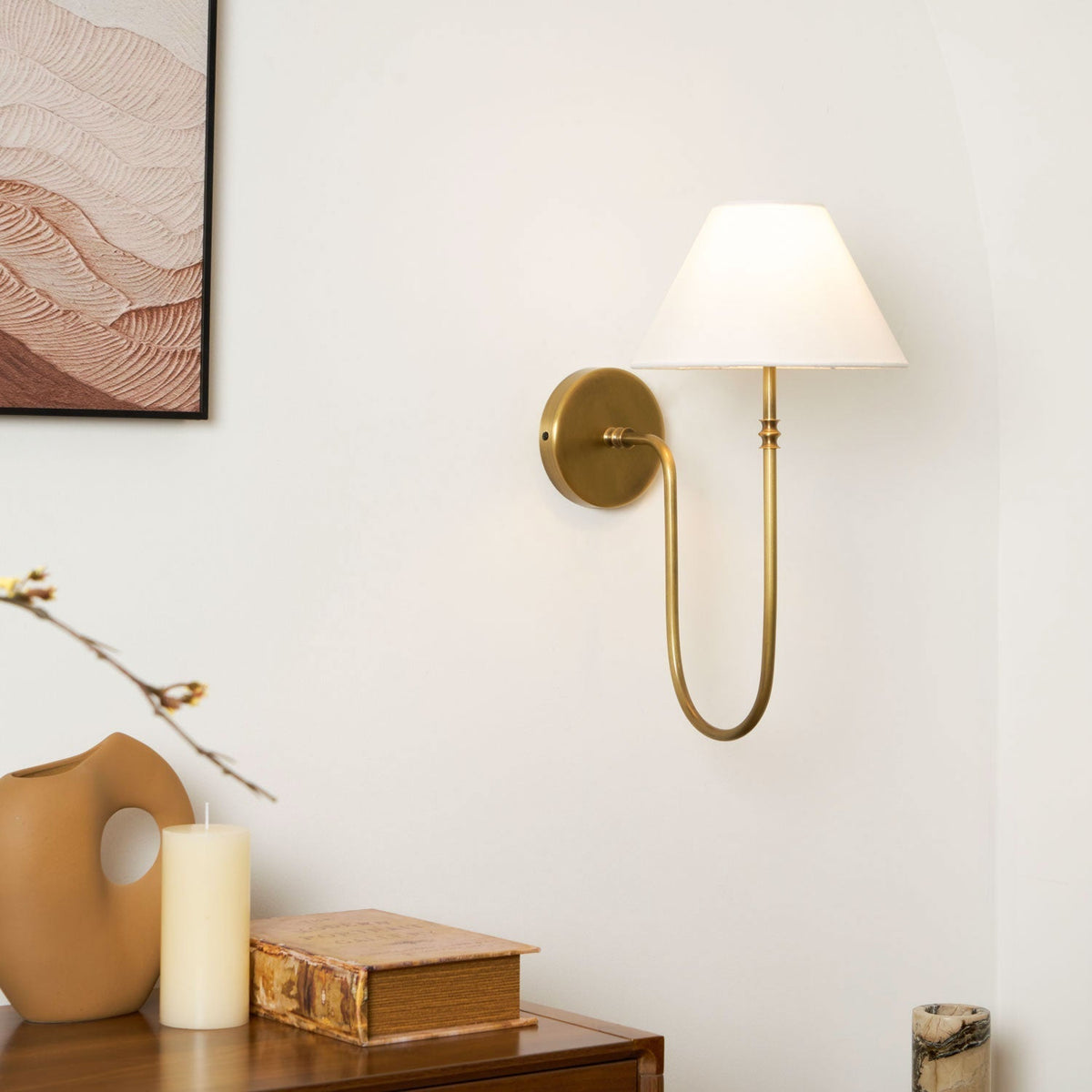 Devenq Vintage Industriële wandlamp van Metaal en Stof