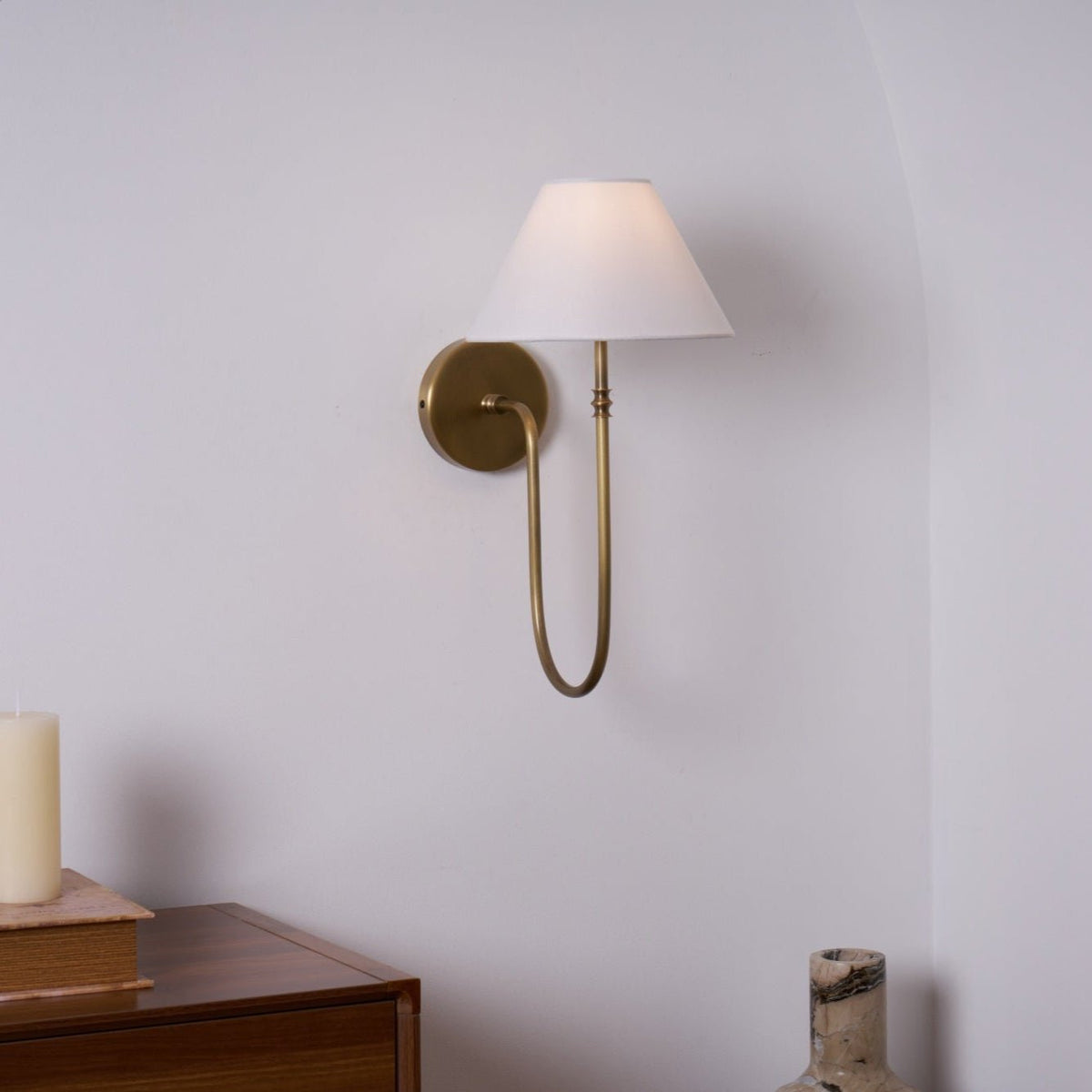 Devenq Vintage Industriële wandlamp van Metaal en Stof