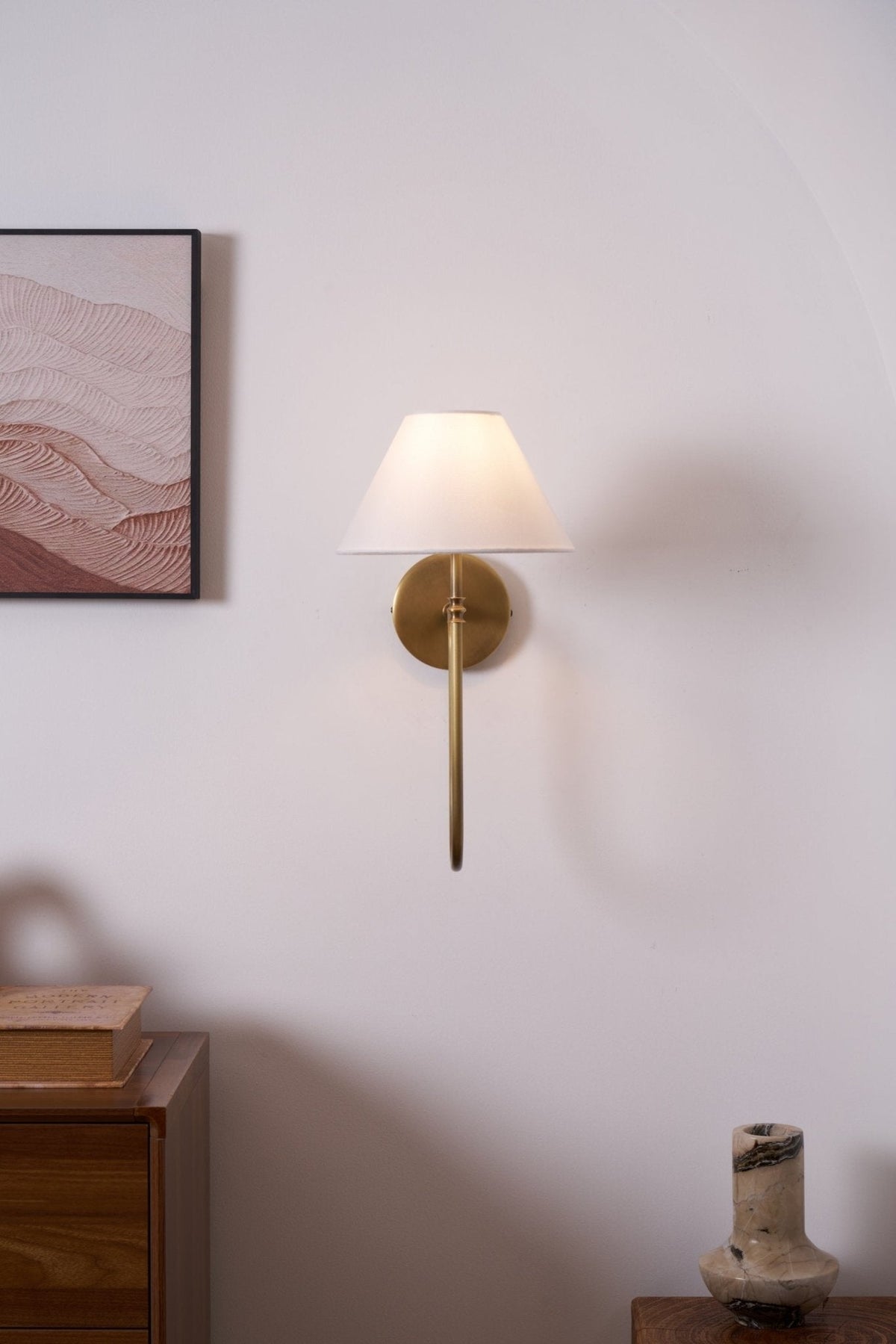 Devenq Vintage Industriële wandlamp van Metaal en Stof