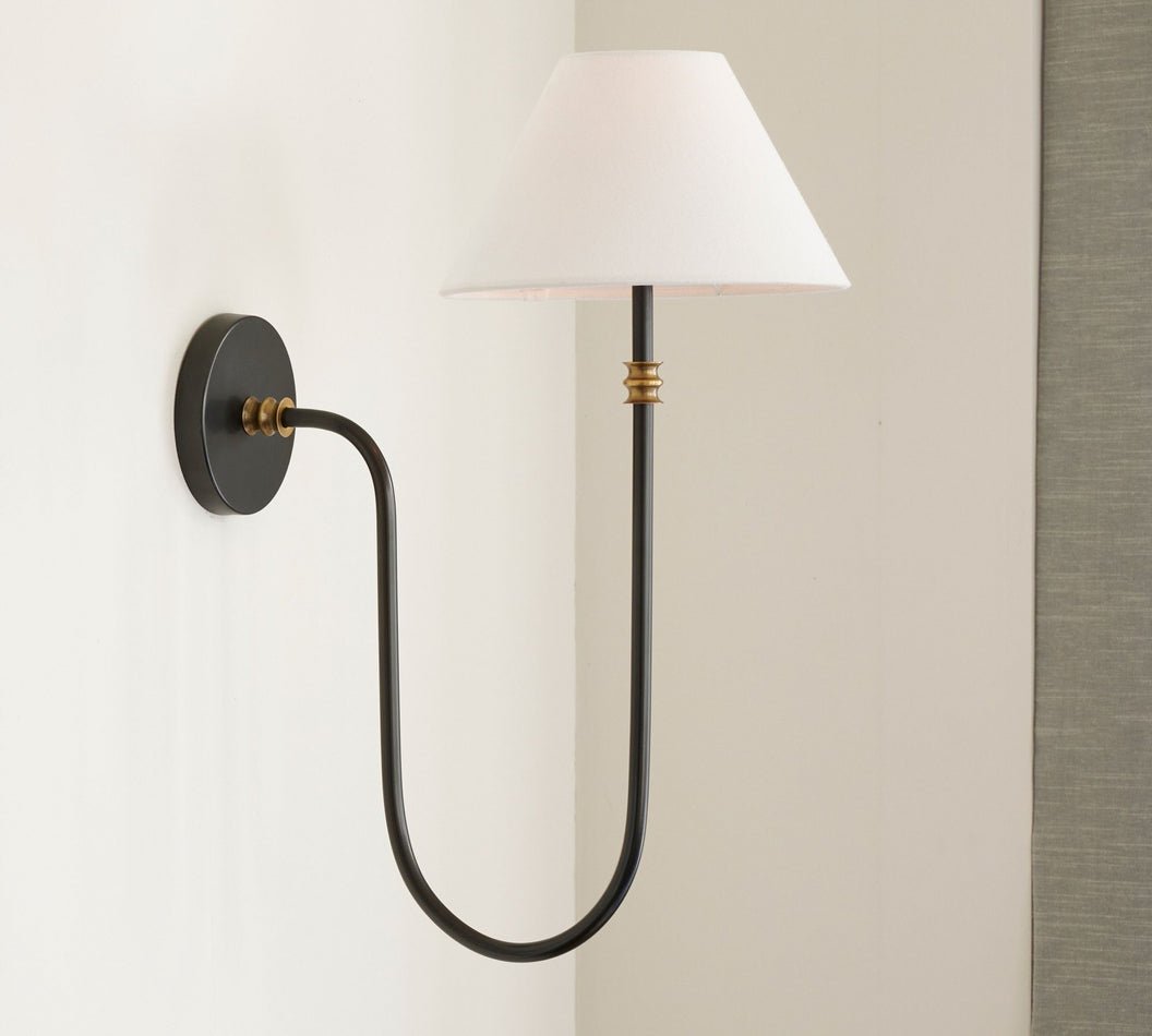 Devenq Vintage Industriële wandlamp van Metaal en Stof