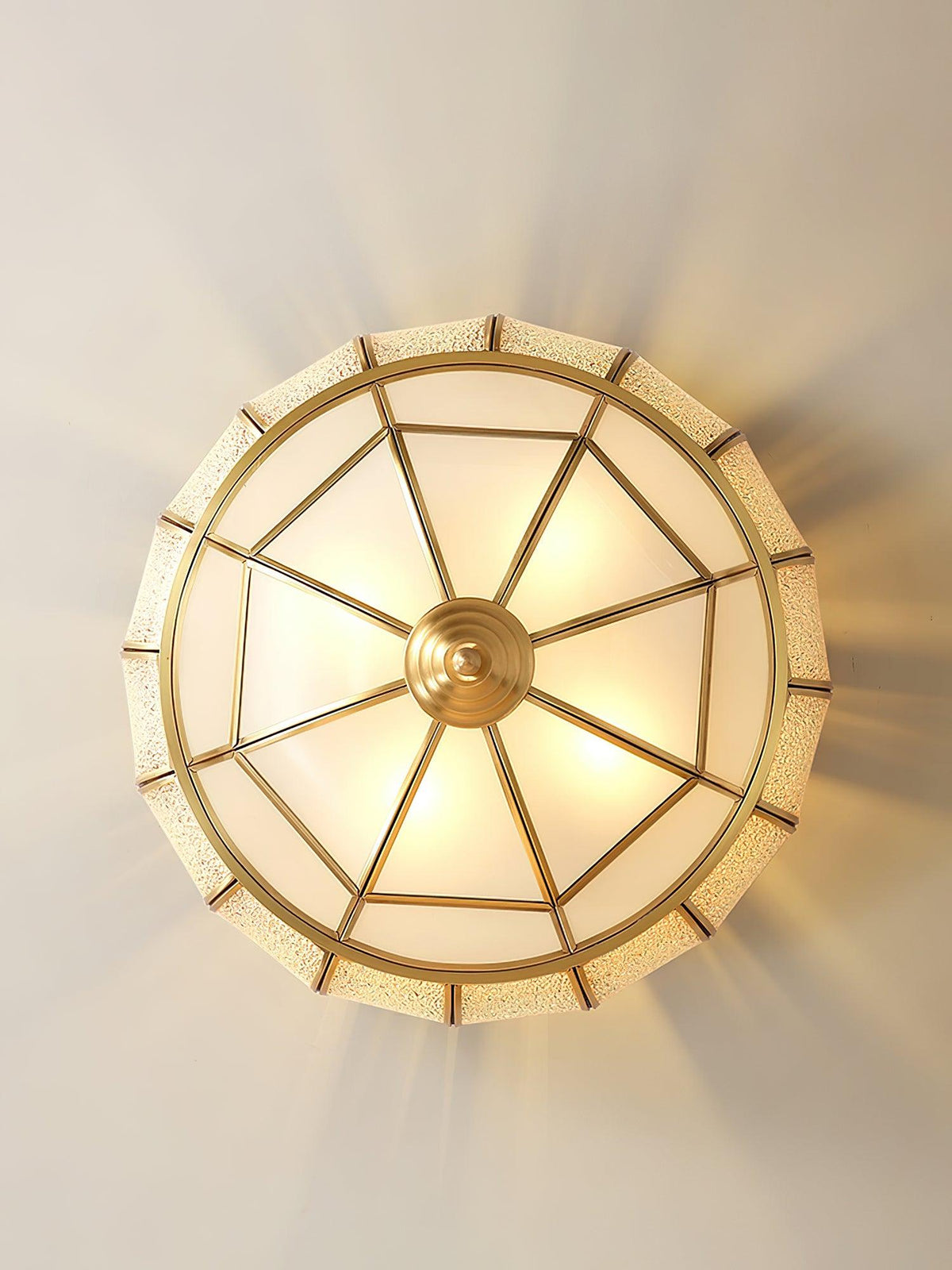 Deu Postmodern luxe Drum messing glas plafondlamp