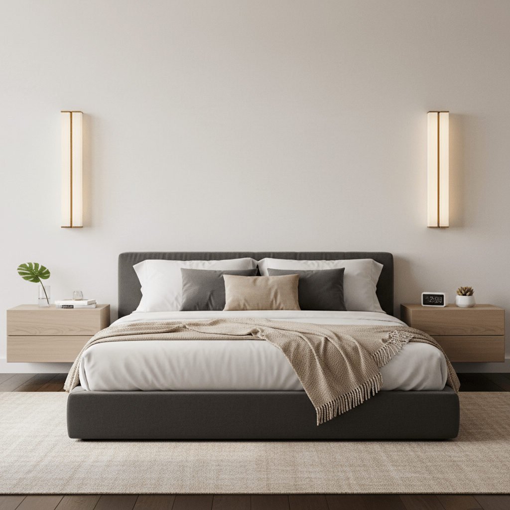 Columnar wandlamp met textiel
