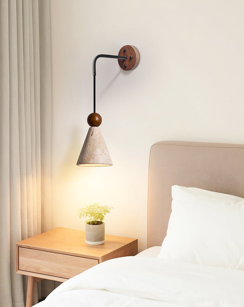Verholt Cone hout Bead wandlamp