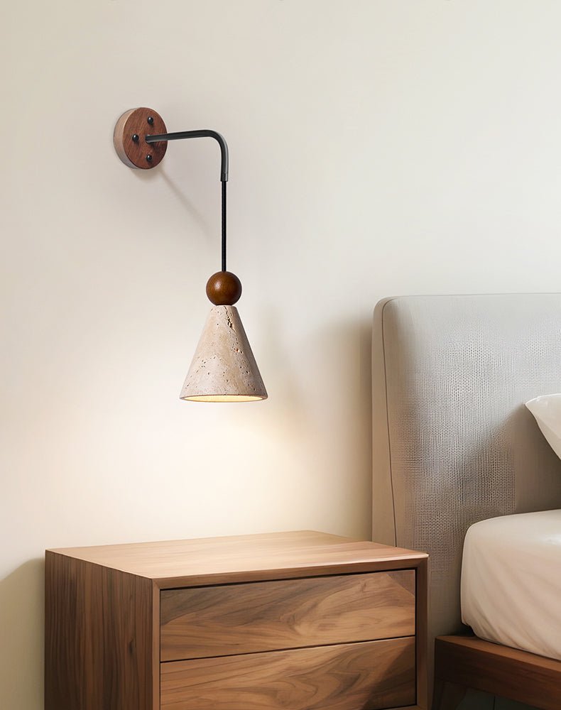 Verholt Cone hout Bead wandlamp