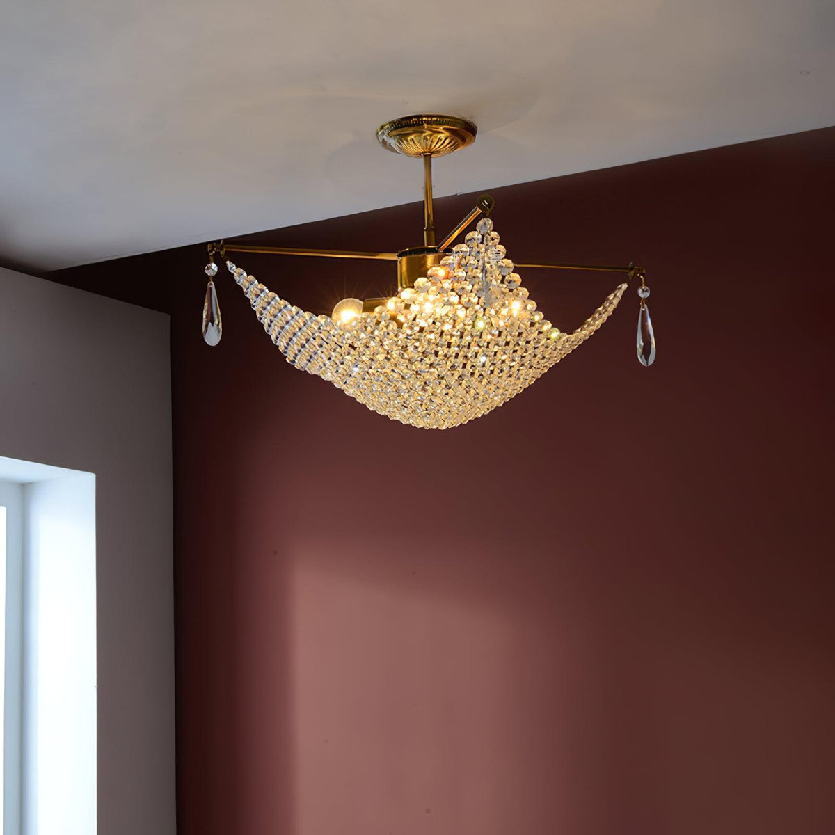 Cilune kroonluchter met kristallen octagon-snoeren en kristal