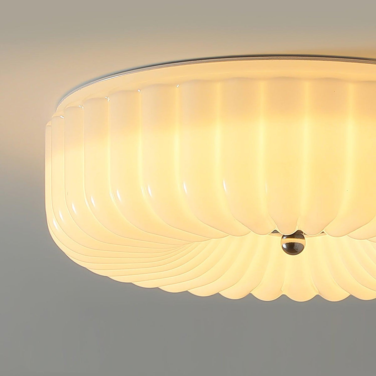 Mivone crème plafondlamp van glas met ribbelglas