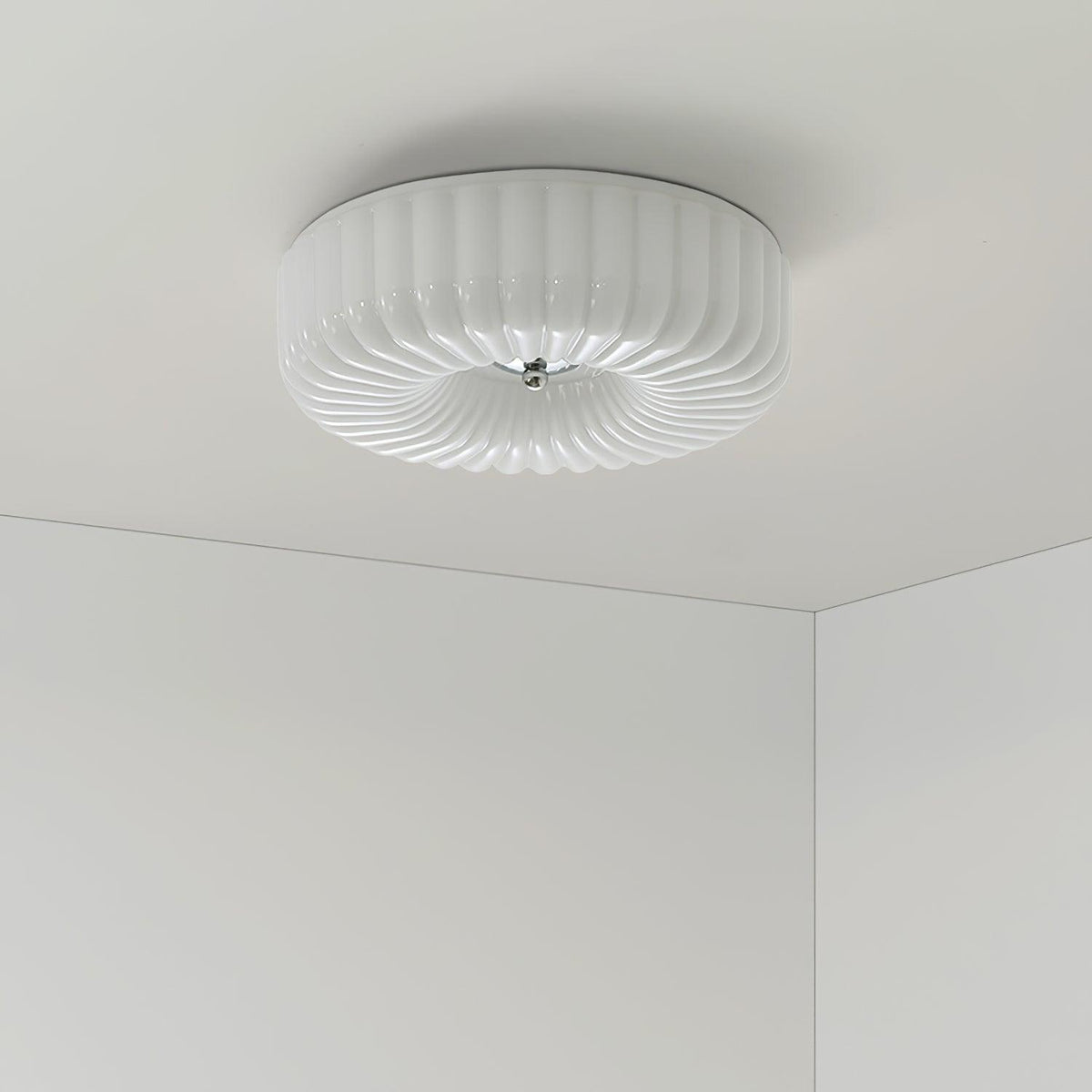Mivone crème plafondlamp van glas met ribbelglas