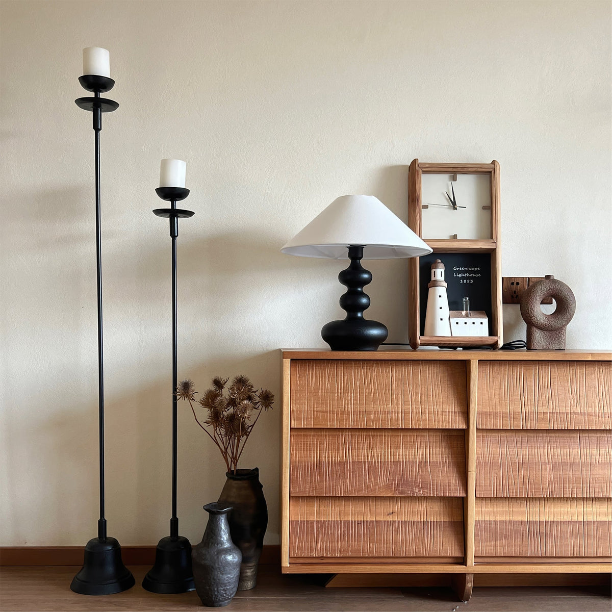 Vominex houten stof vintage tafellamp