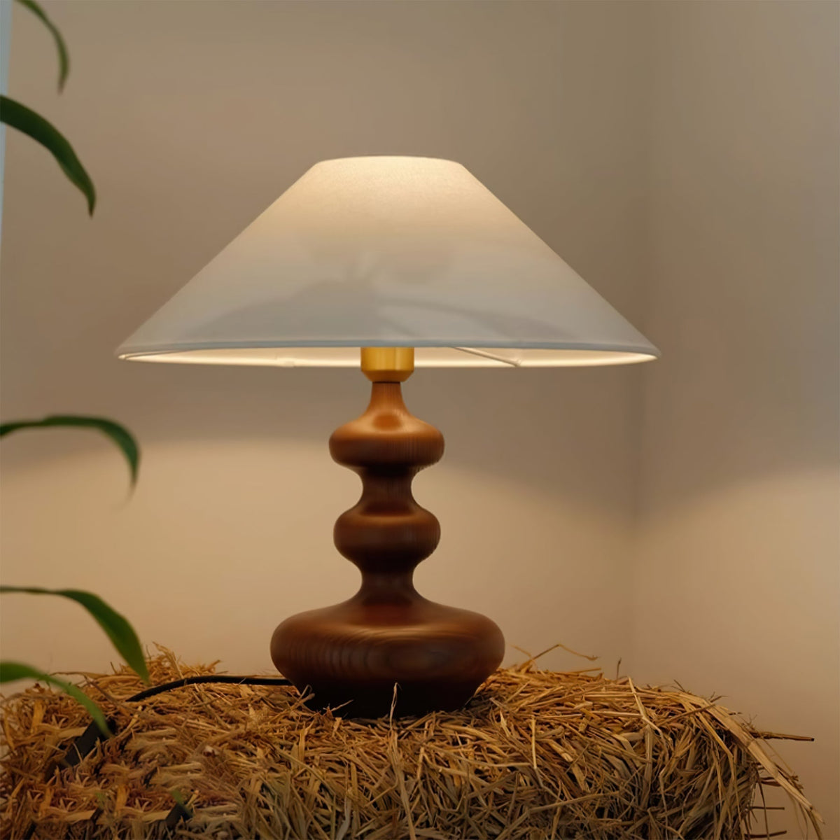 Vominex houten stof vintage tafellamp