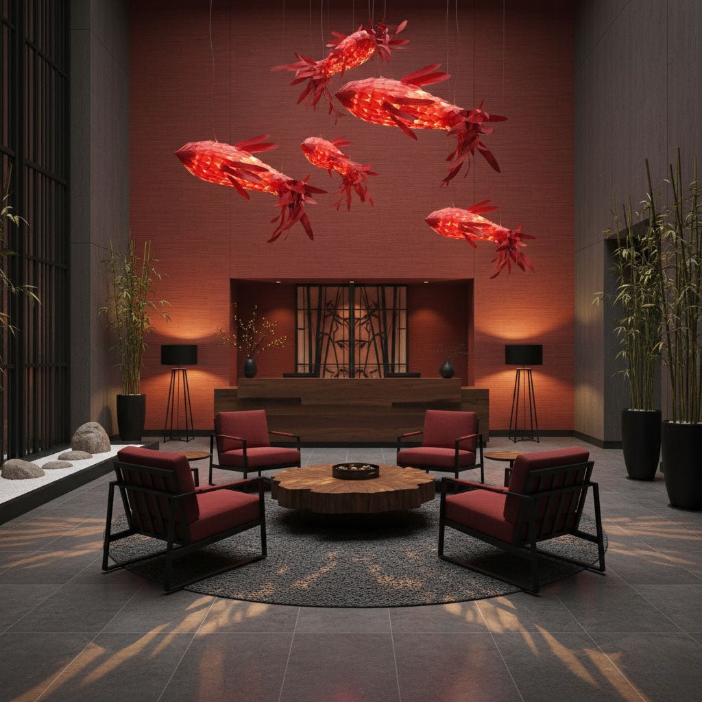 Aureline Crimson Swirl Koi kroonluchter