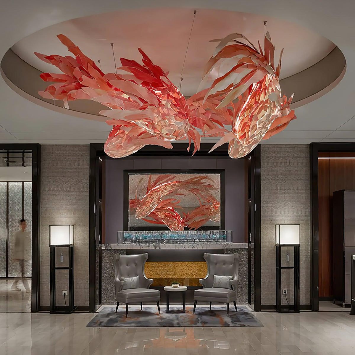 Aureline Crimson Swirl Koi kroonluchter
