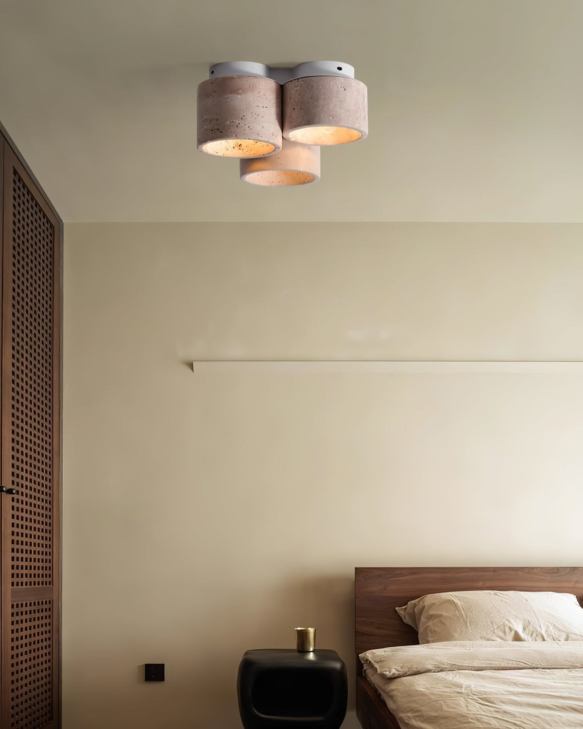 Valeneon travertin plafondlamp met 3 lichtpunten