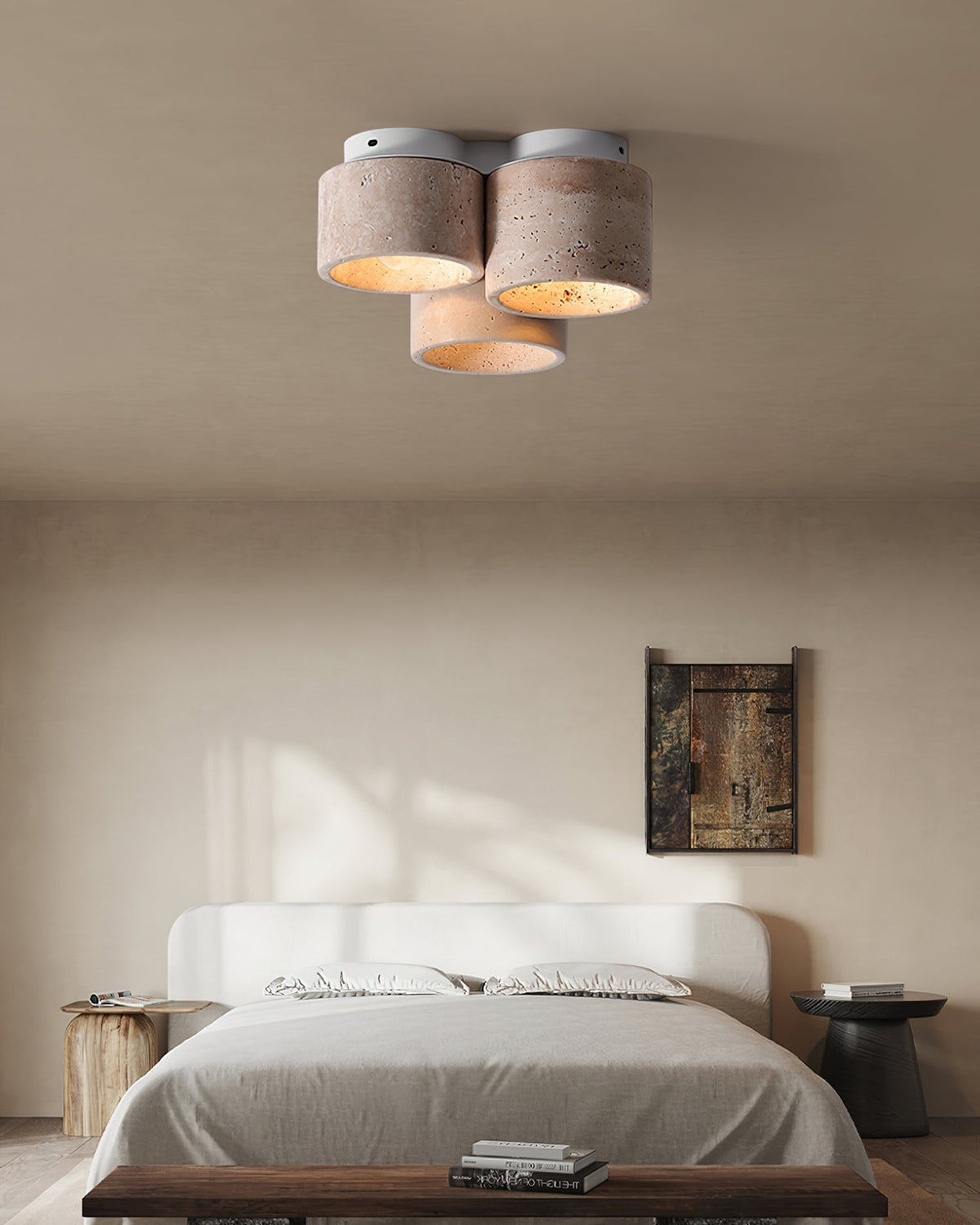Valeneon travertin plafondlamp met 3 lichtpunten