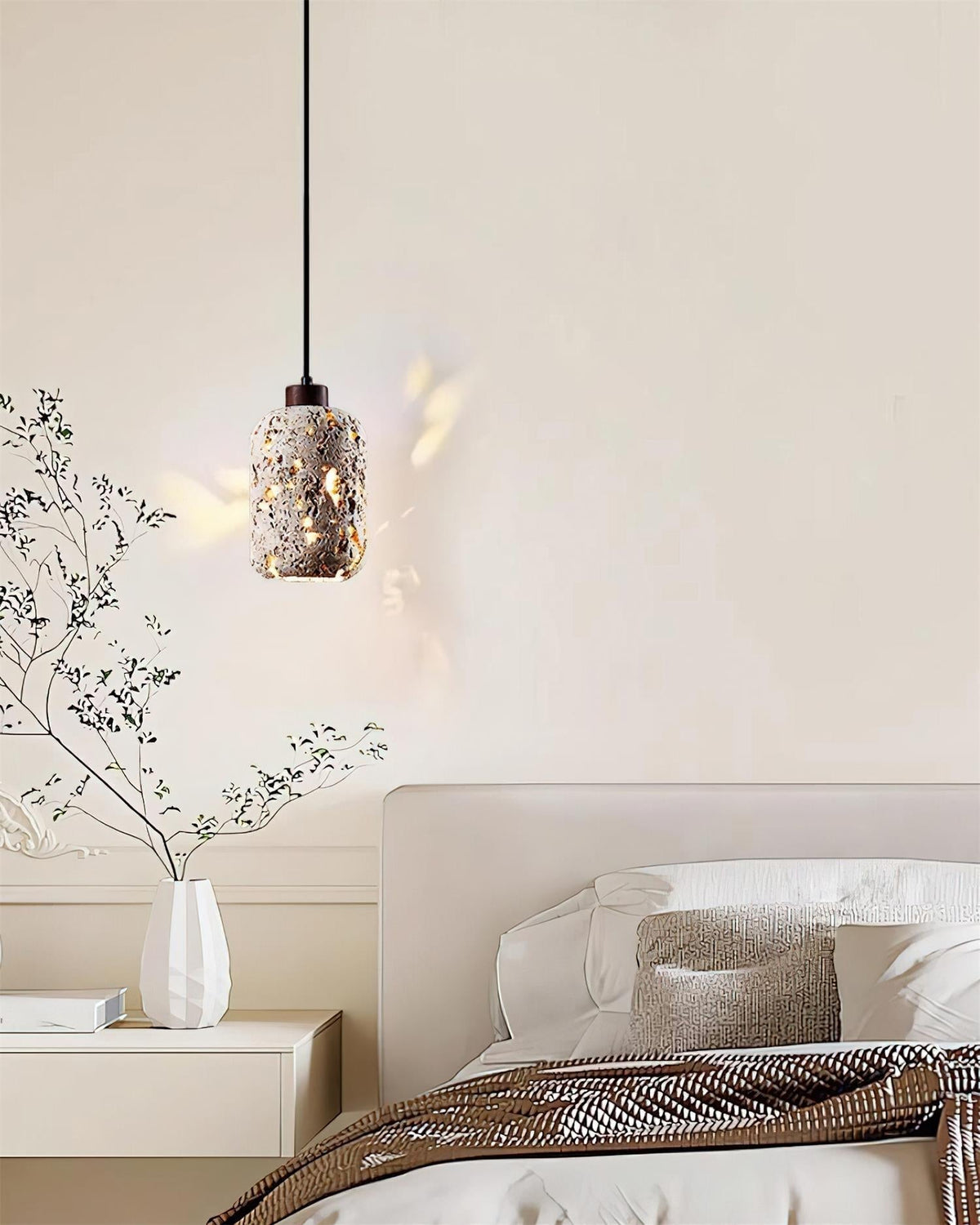 Caliora hanglamp concrete travertin cilinder modern