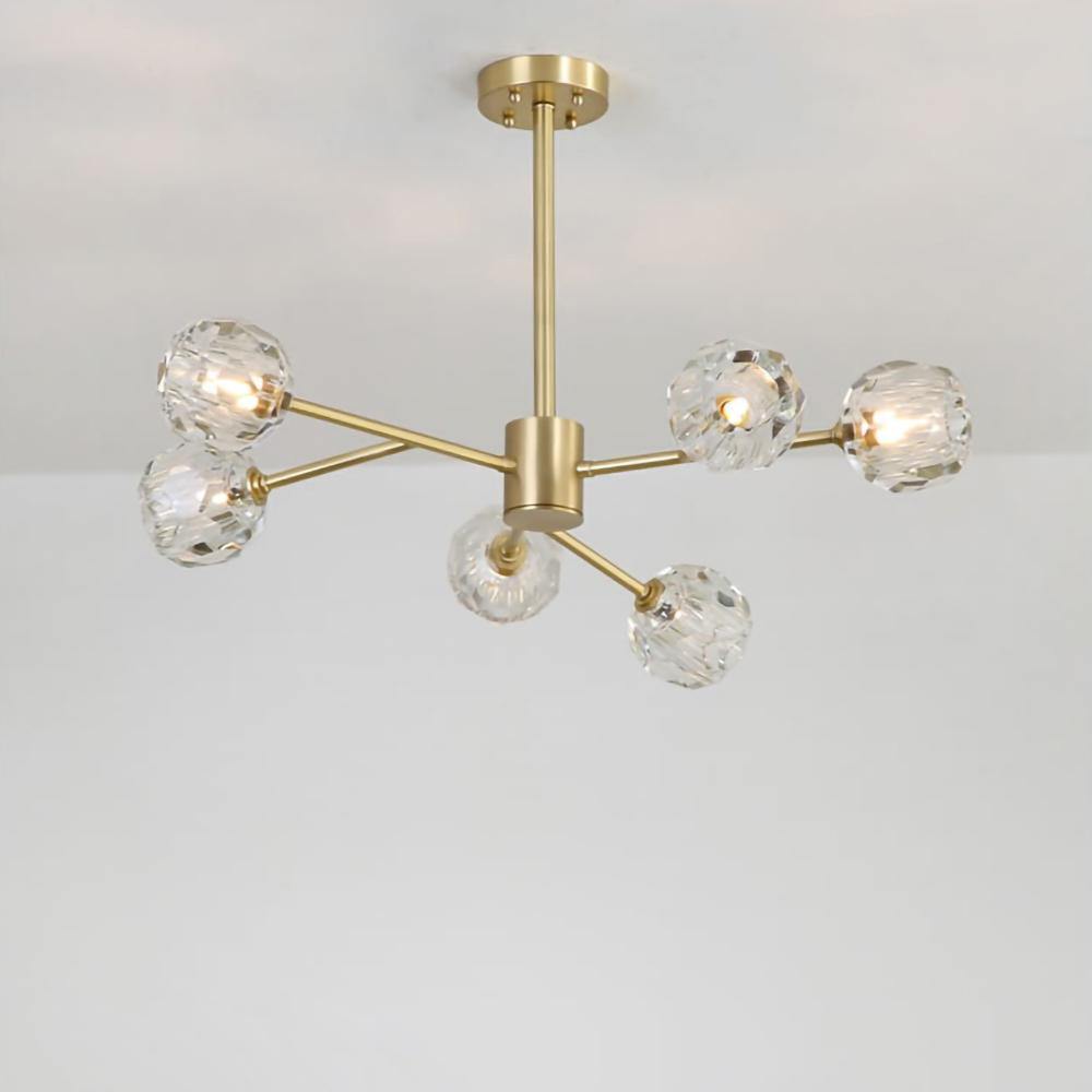 Thalyn hanglamp met kristallen bollen in messing