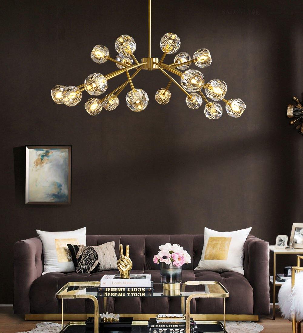 Thalyn hanglamp met kristallen bollen in messing