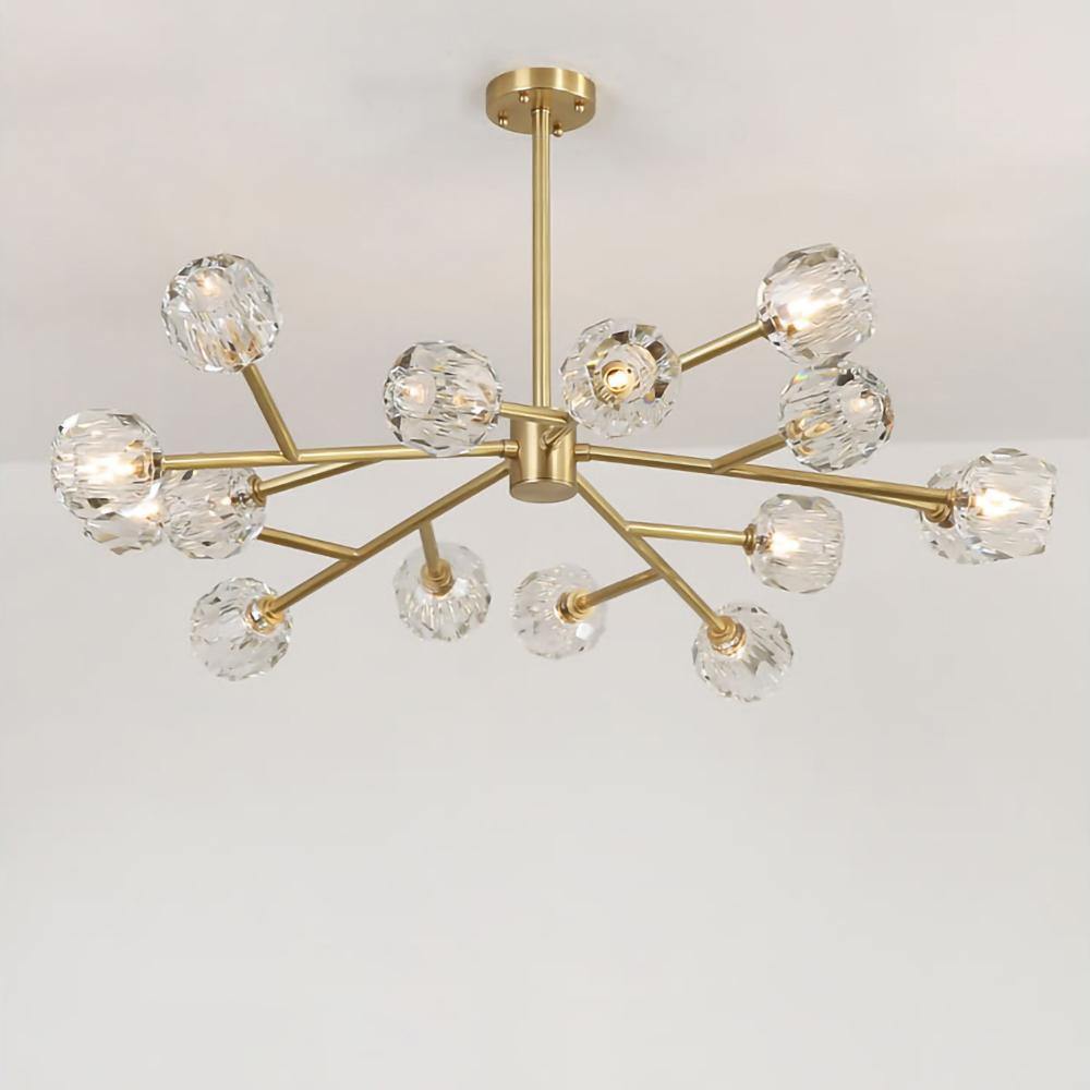 Thalyn hanglamp met kristallen bollen in messing