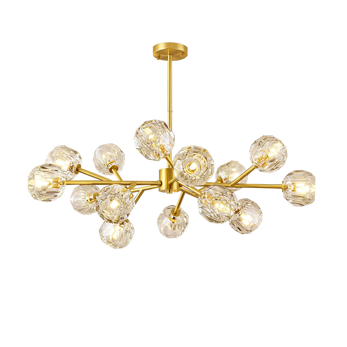 Thalyn hanglamp met kristallen bollen in messing