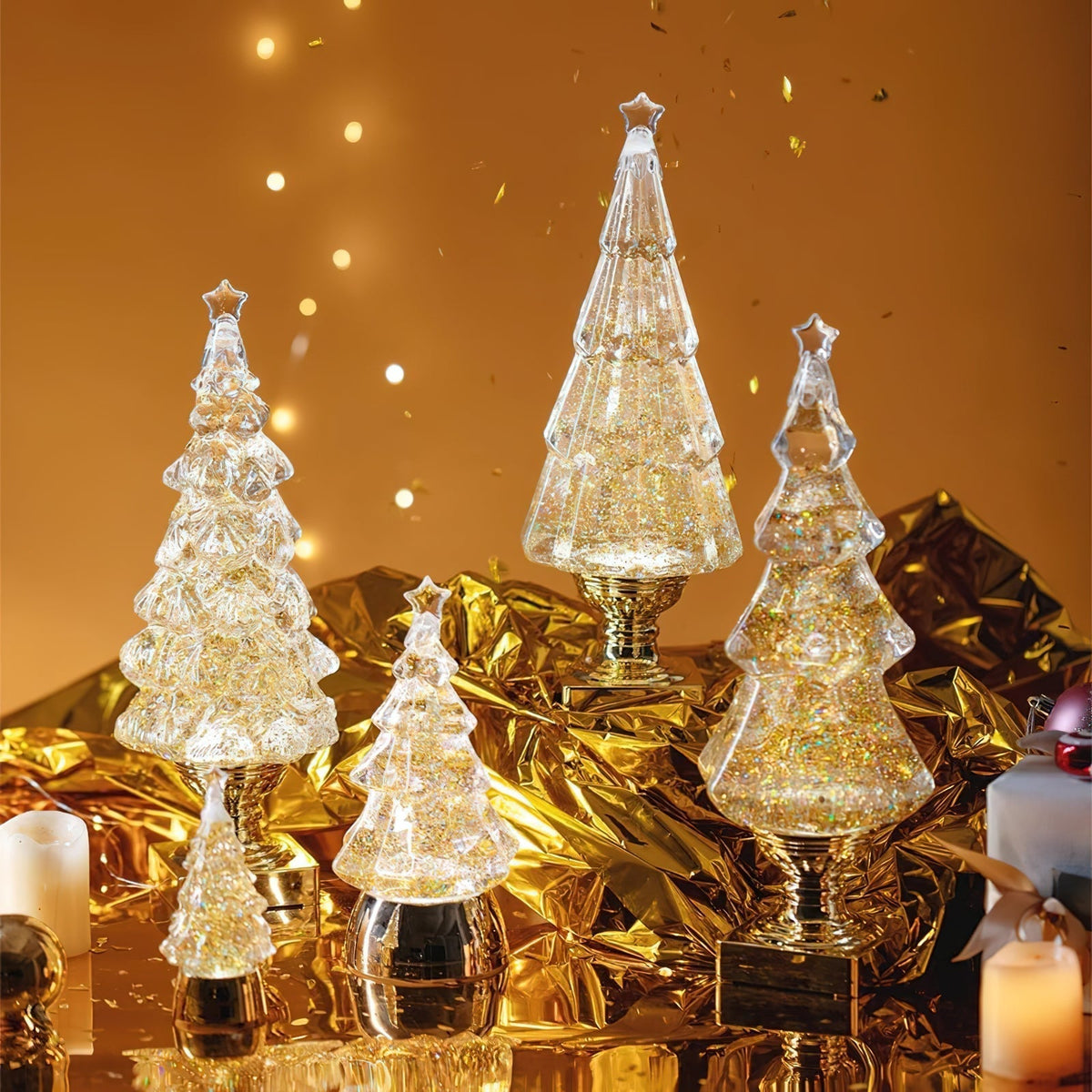Kristallen kerstboom-tafellamp (ingebouwde accu)