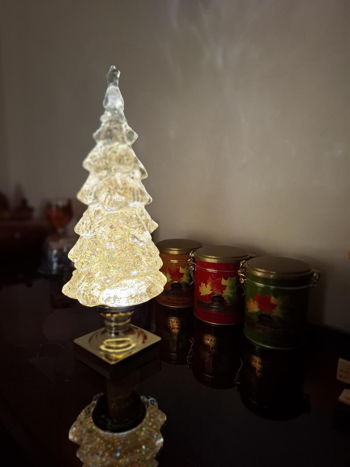 Kristallen kerstboom-tafellamp (ingebouwde accu)