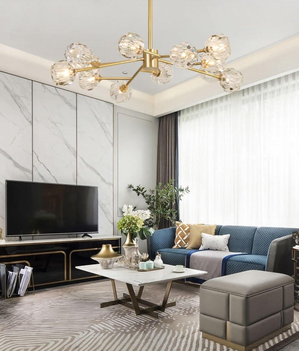 Thalyn hanglamp met kristallen bollen in messing