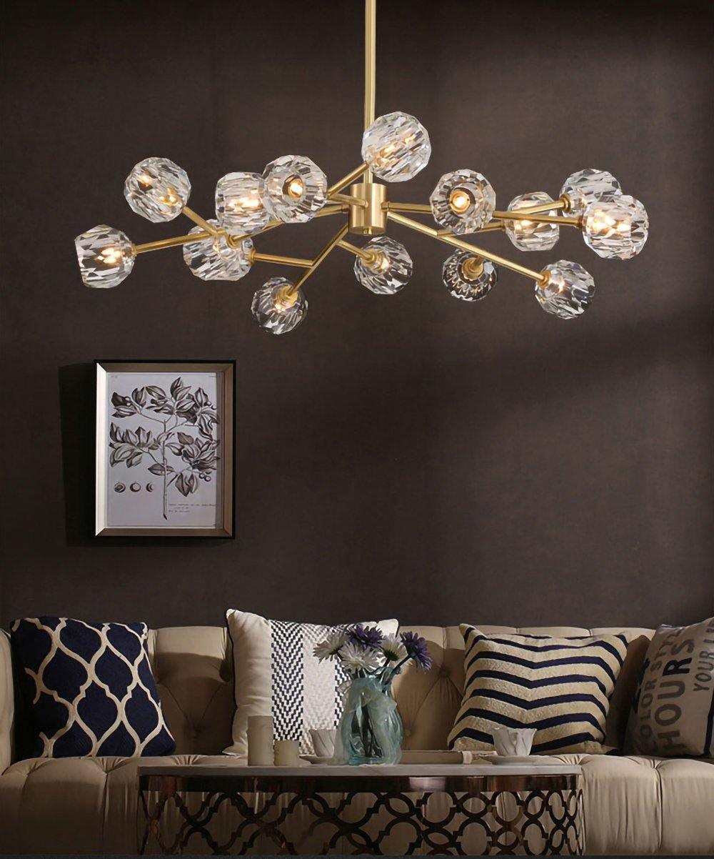 Thalyn hanglamp met kristallen bollen in messing