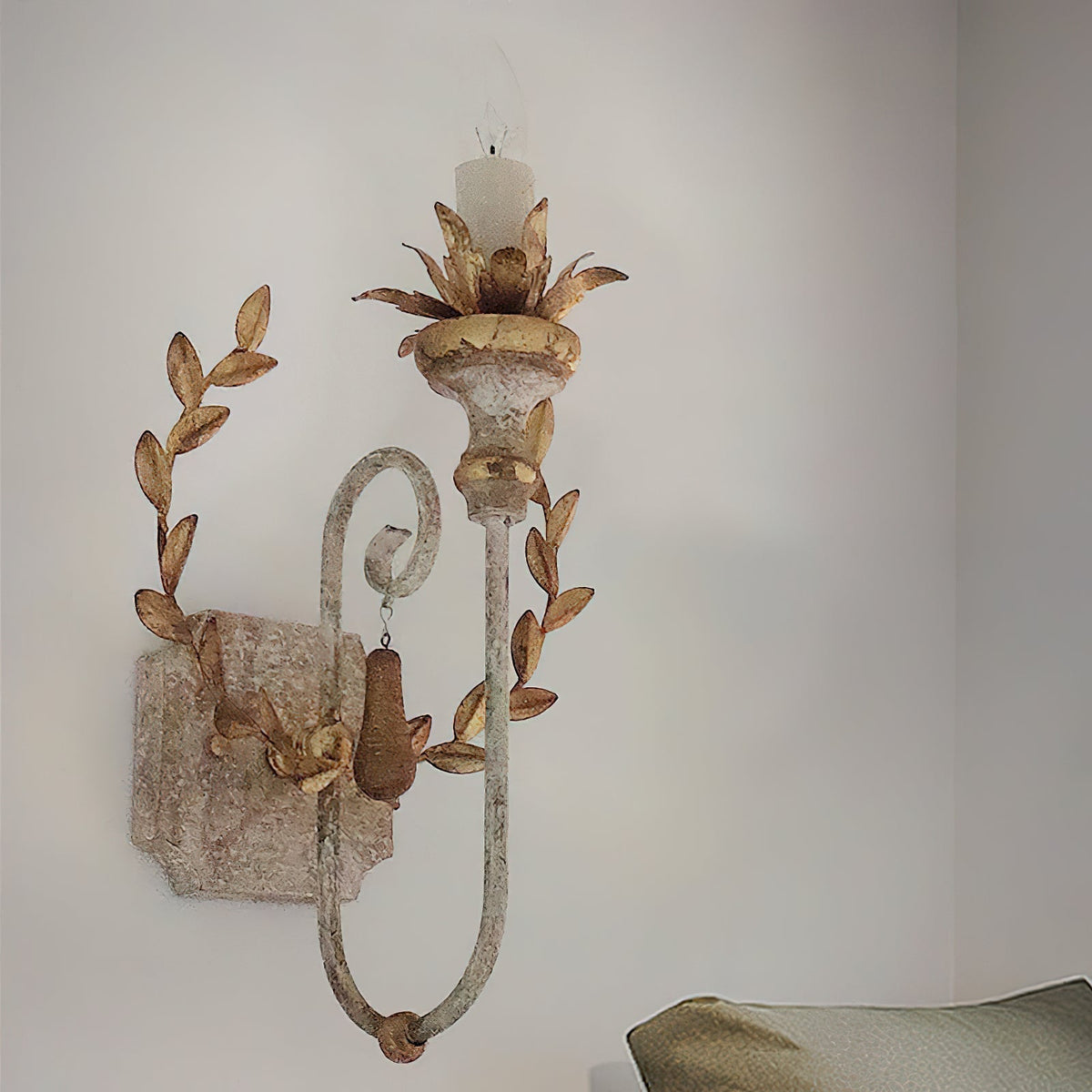 Opal houten wandlamp
