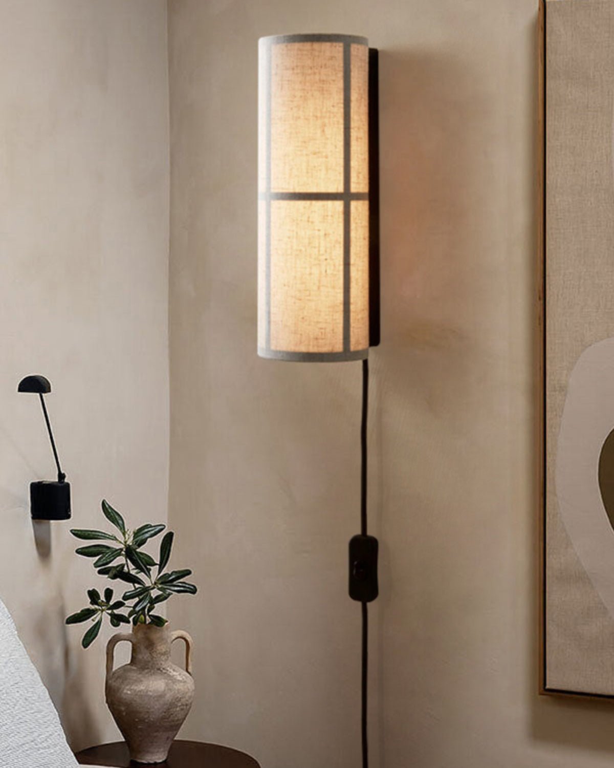 Seraniella Cylinder Noordse kunst met stekker Stof wandlamp