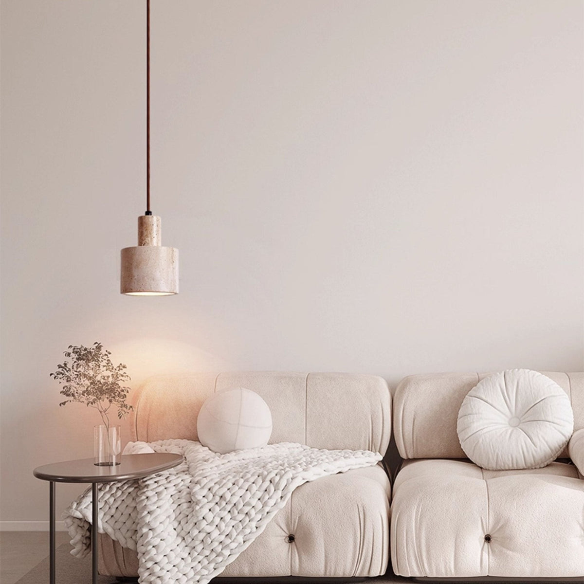 Cairn cilindrische hanglamp van geel travertin