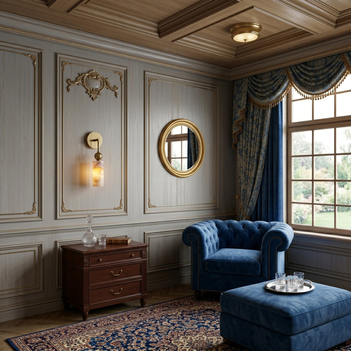Alvire albasten wandlamp