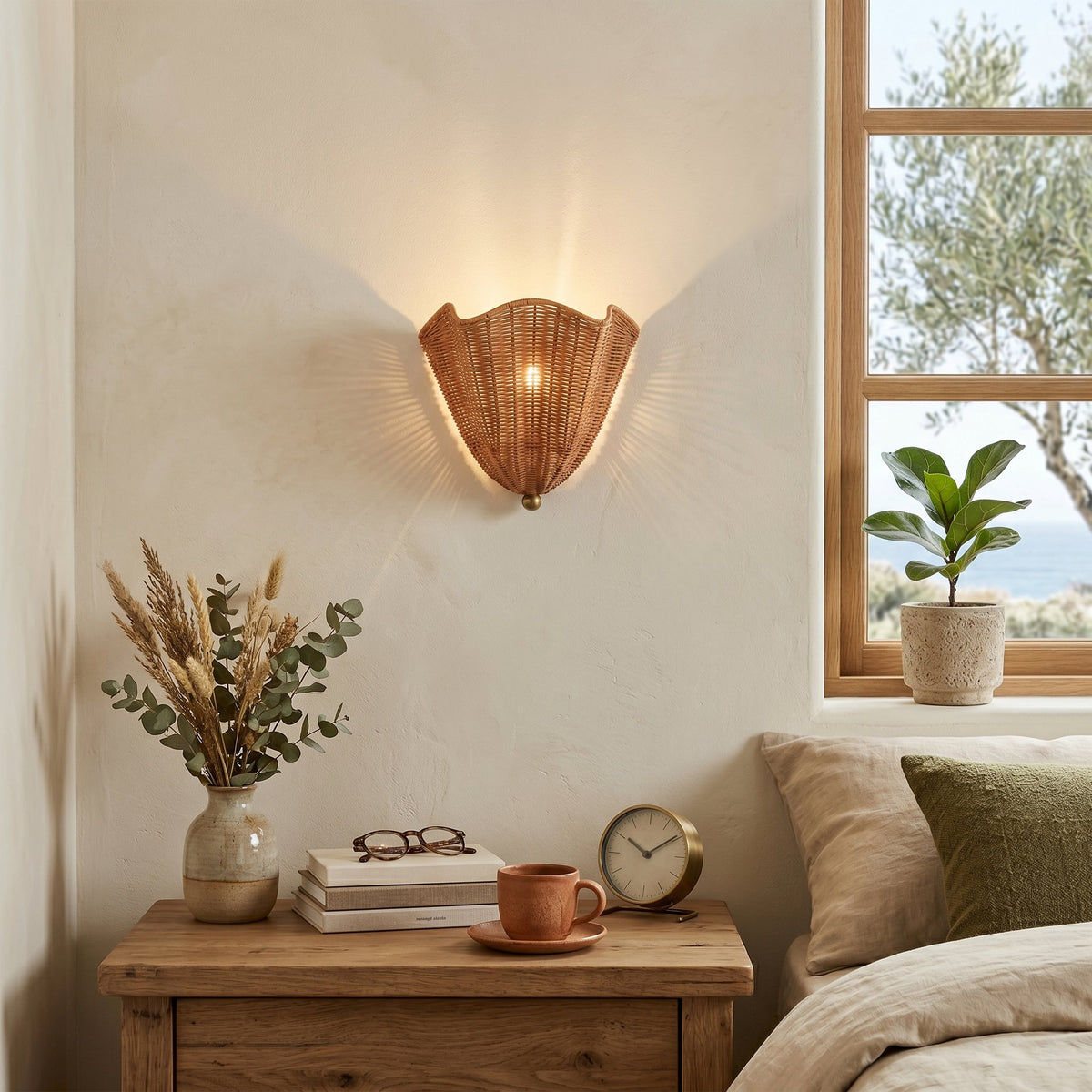 Lunero Rotan wandlamp