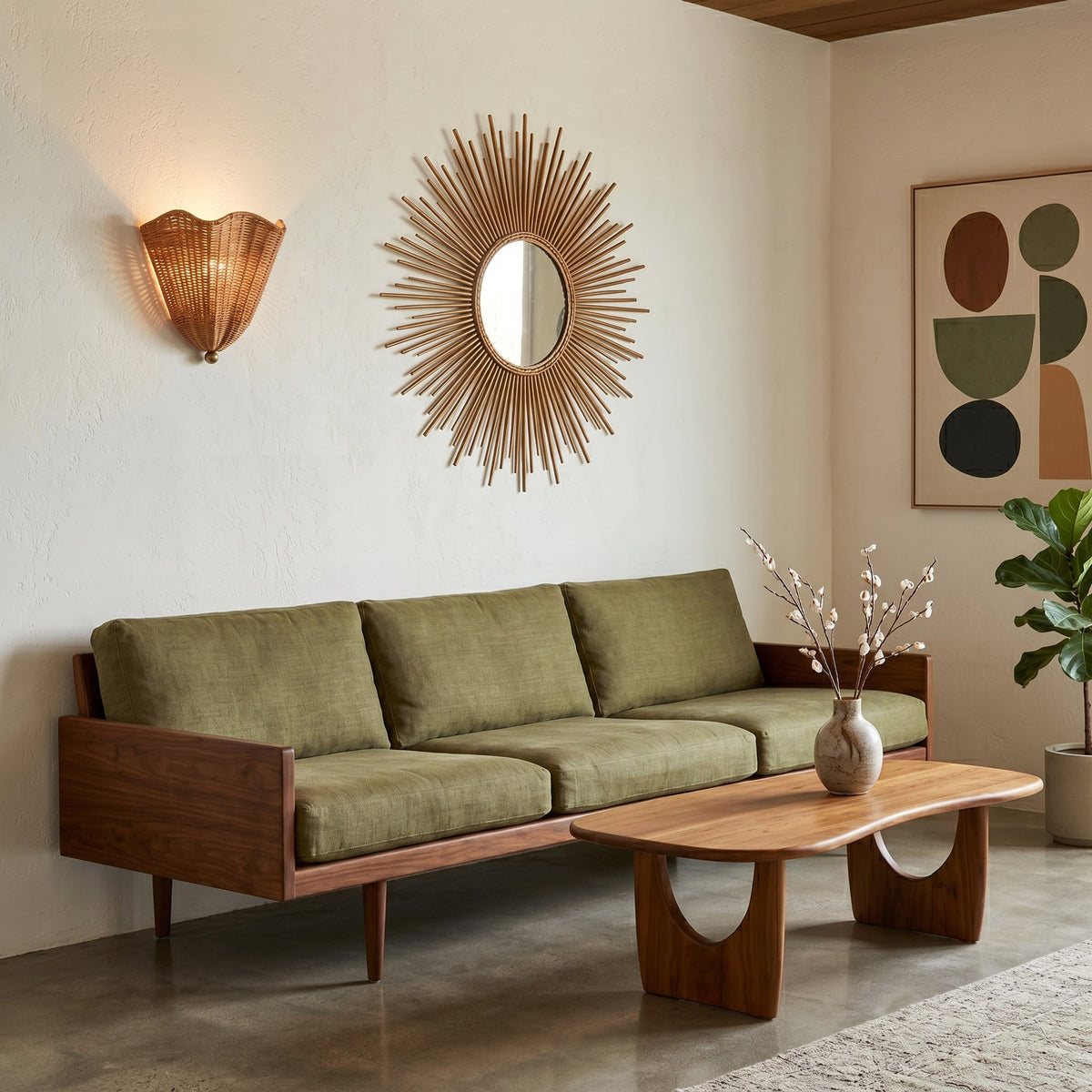 Lunero Rotan wandlamp