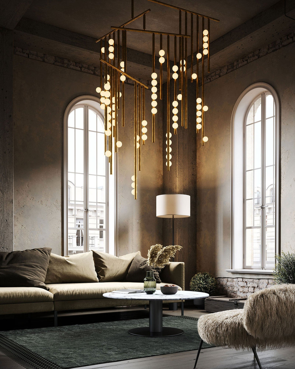 Bara Geometrische messing Lineaire hanglamp Kroonluchter