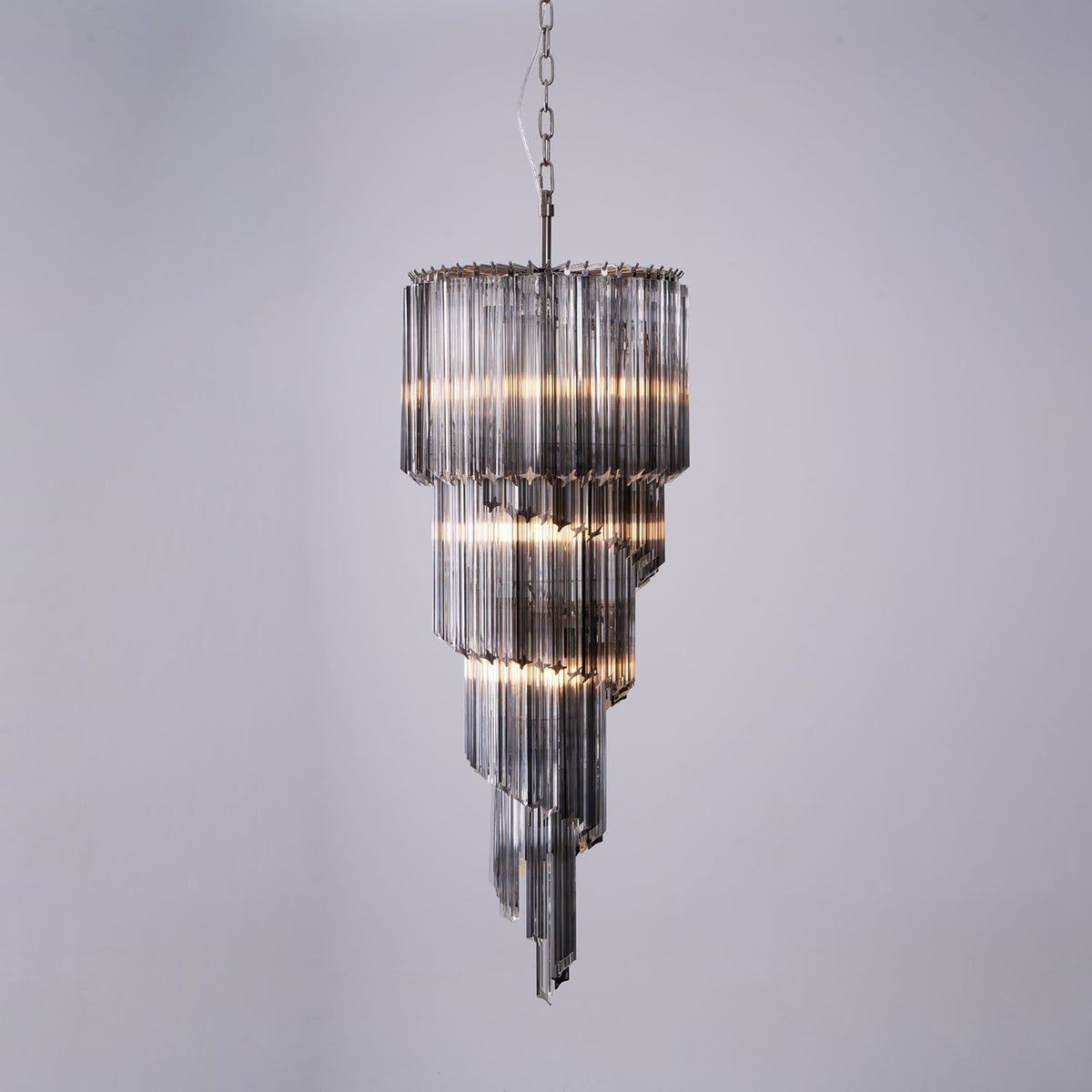 Velarella kroonluchter rookglas spiraal