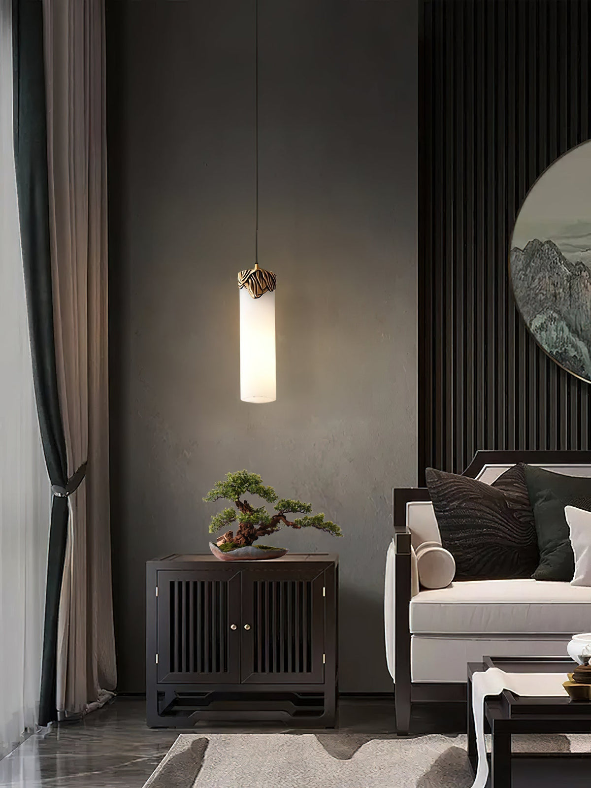 Albinenne hanglamp van albast