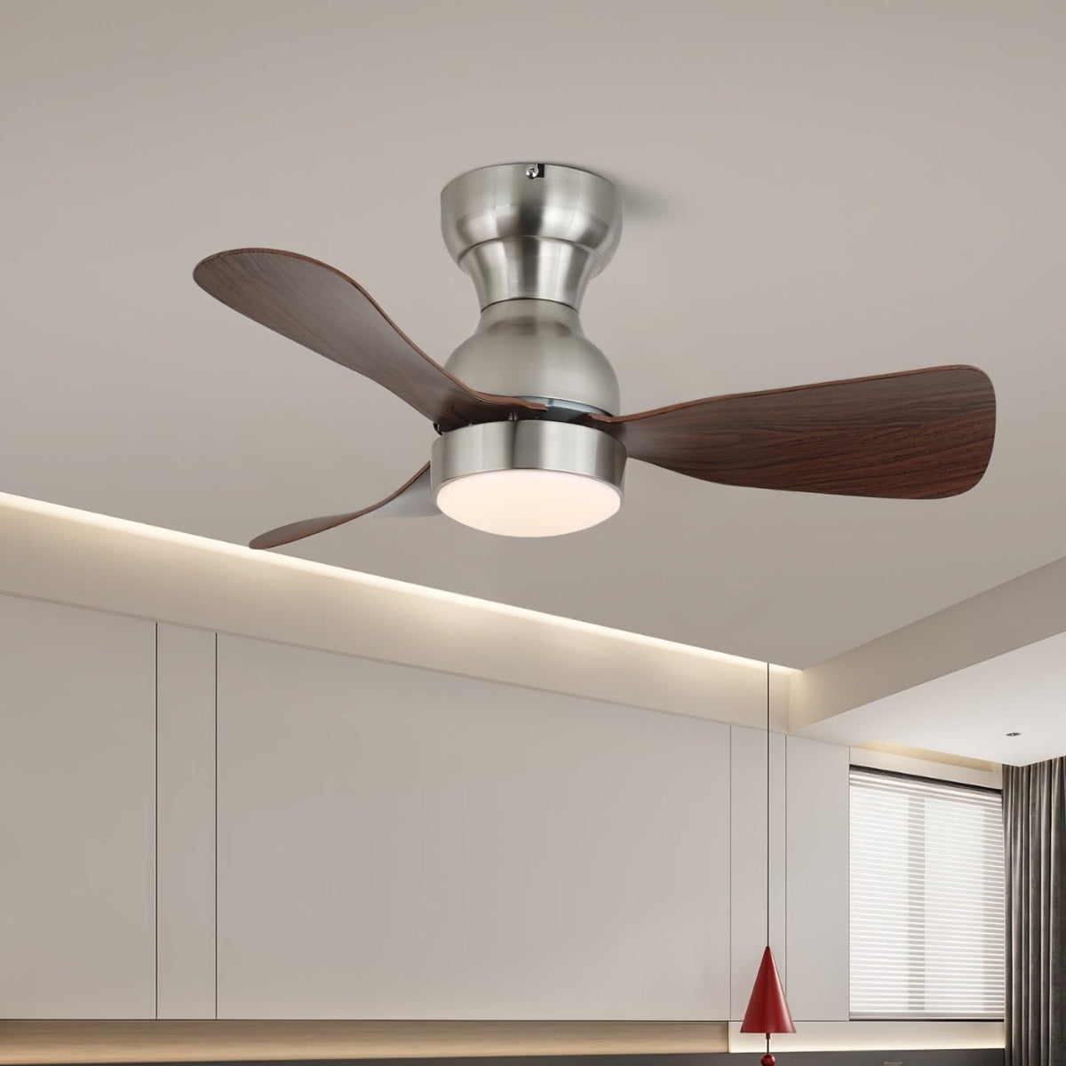 Aurdorus Moderne plafondventilator met verlichting van walnoothout