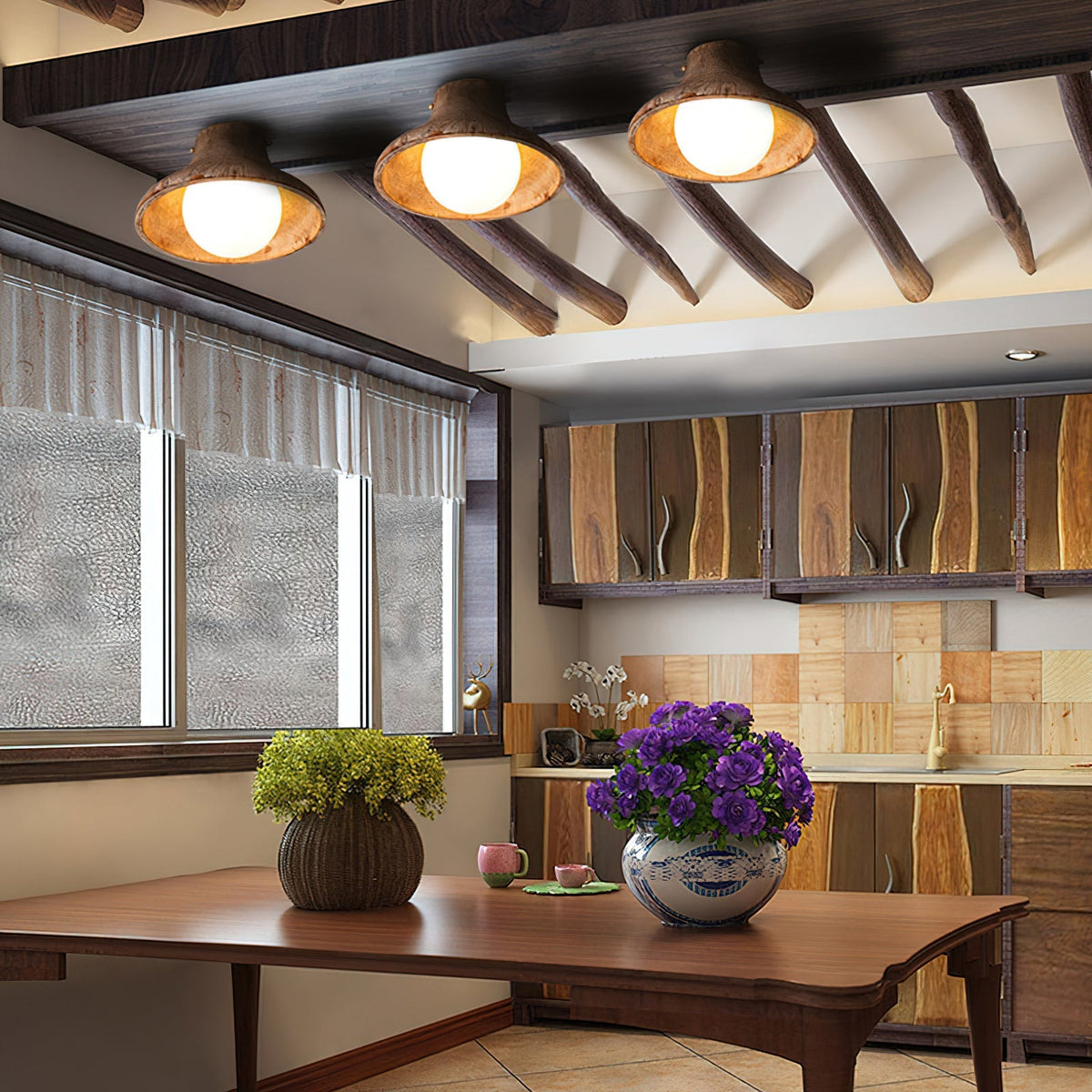 THE SYLAS Vlakke plafondlamp met gefloren ontwerp