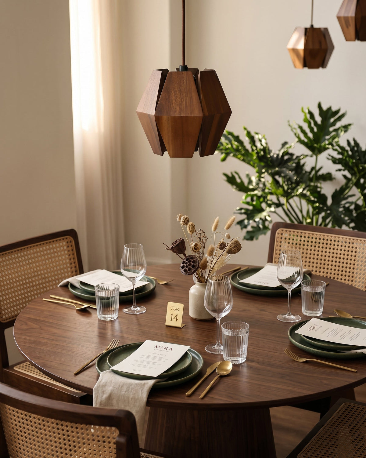 Kaden hanglamp van walnoothout