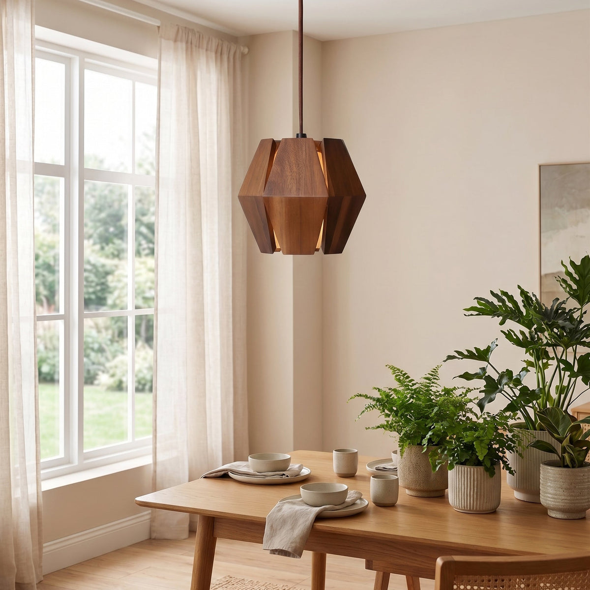 Kaden hanglamp van walnoothout