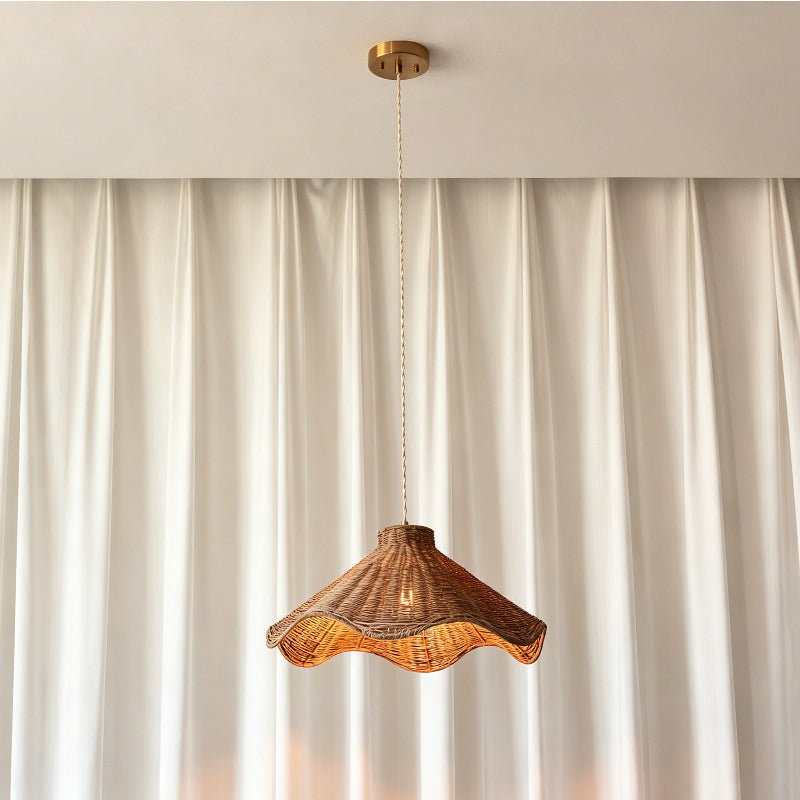Wavelle sculpturale hanglamp van gespleten rotan