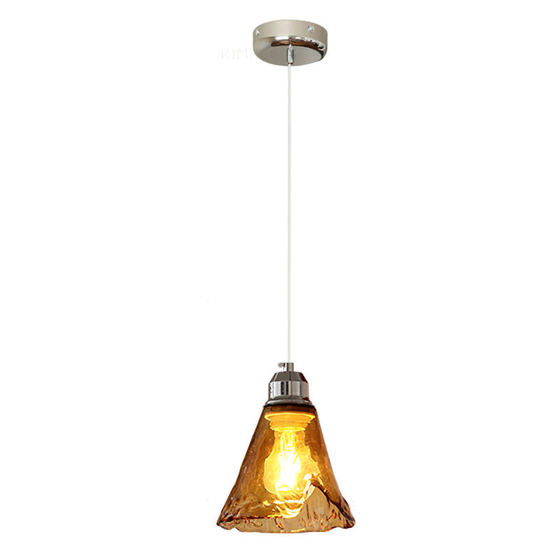 Amber hanglamp met glazen kap