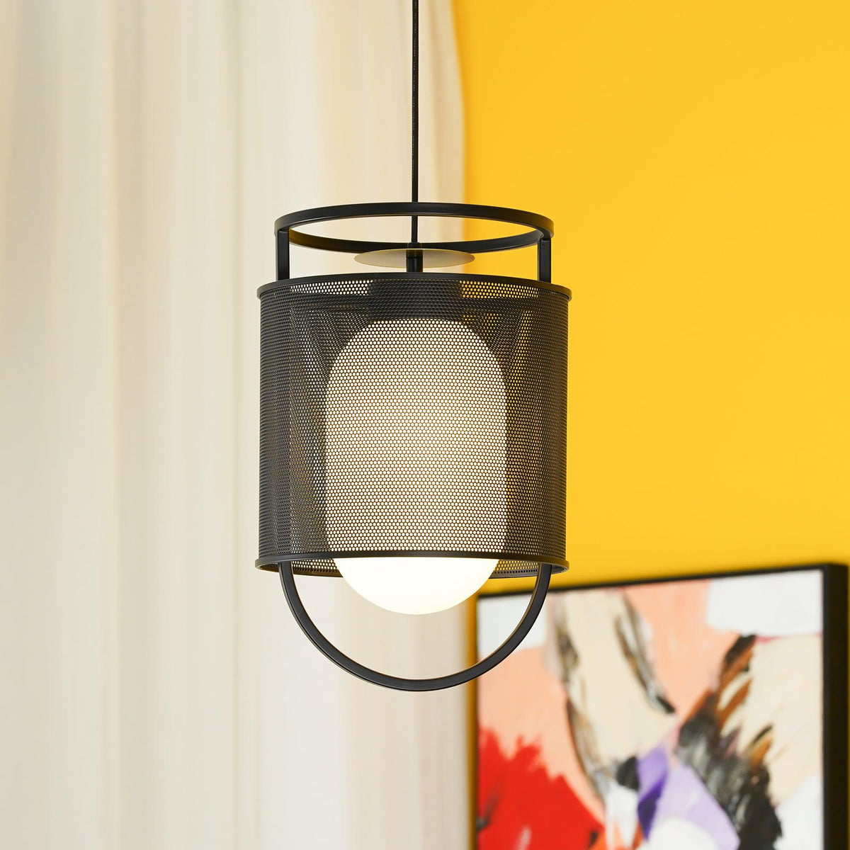 Meren hanglamp mesh cilinder messing accent industrieel
