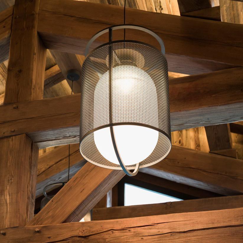 Meren hanglamp mesh cilinder messing accent industrieel