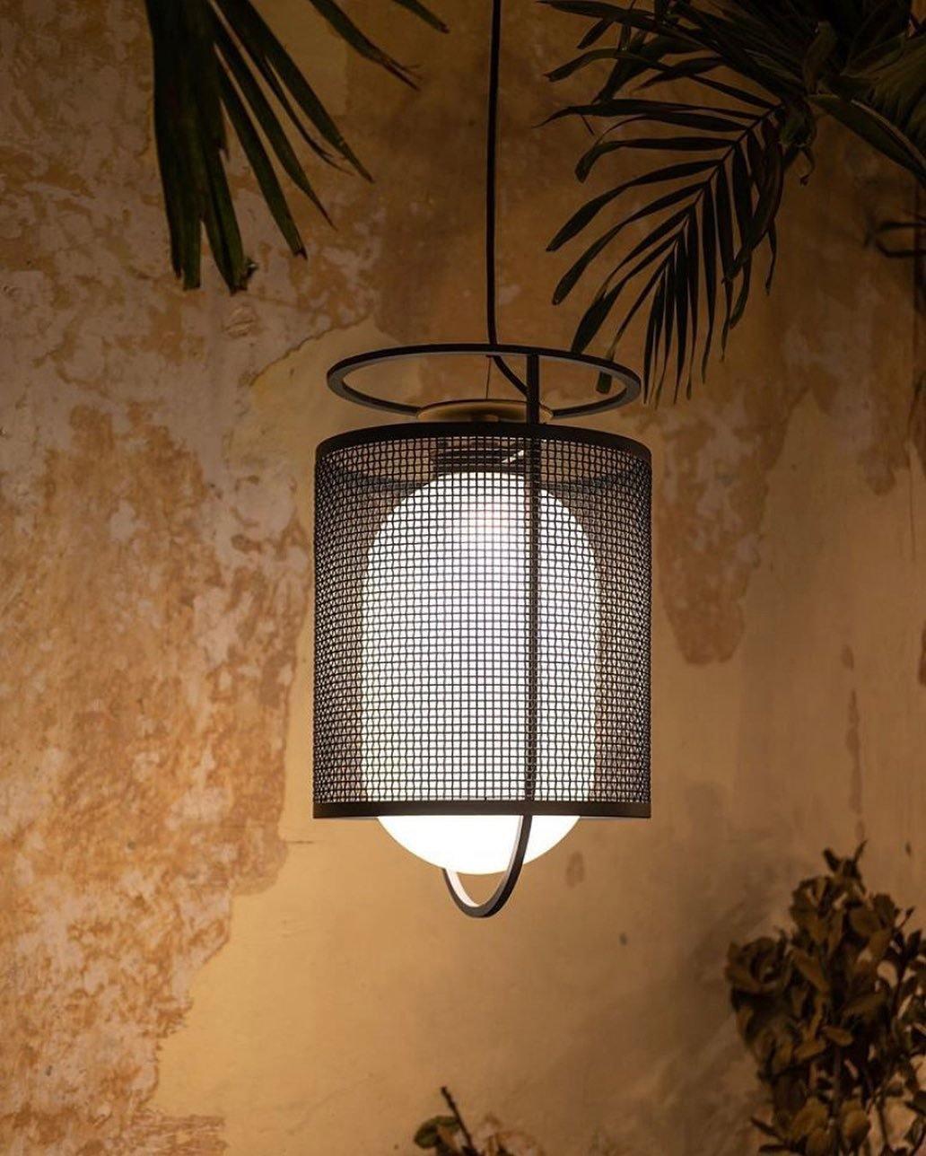 Meren hanglamp mesh cilinder messing accent industrieel
